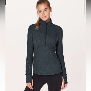 Lululemon Extra Mile 1/2 Zip / Heathered Nocturnal Teal/Black / 4